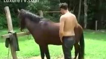 Latino guy enjoying hardcore anal fucking outdoor