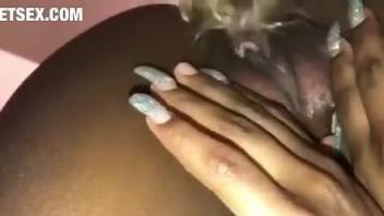 Furry beast fucking a horny babe's tight pussy