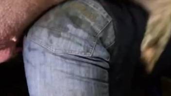 Pig fucks naked man's ass and comes on his jeans